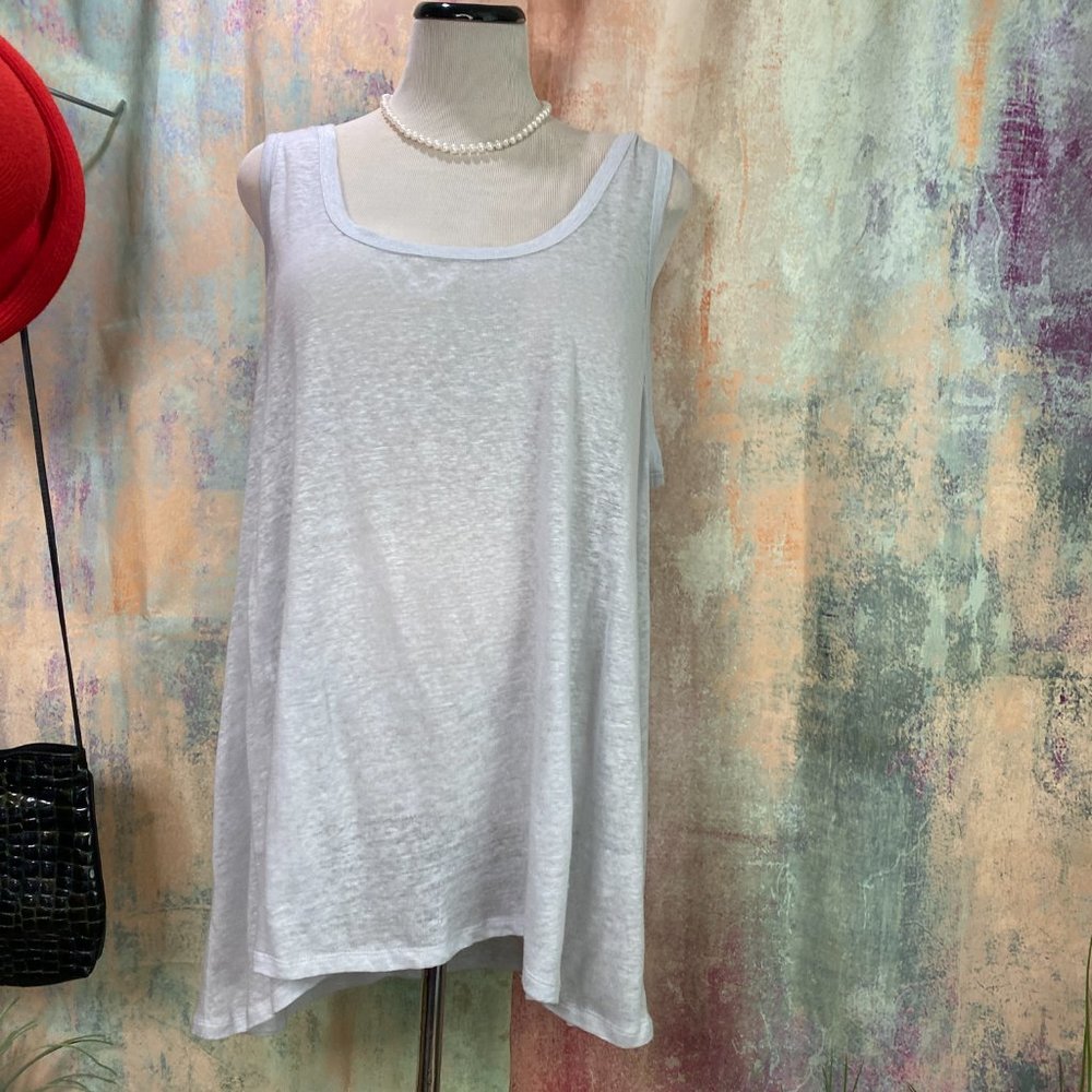 📌Philosophy Light Gray Linen Top & Tank top under - Picture 3 of 14